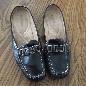 Naturalizer leather mules with metal accent buckle